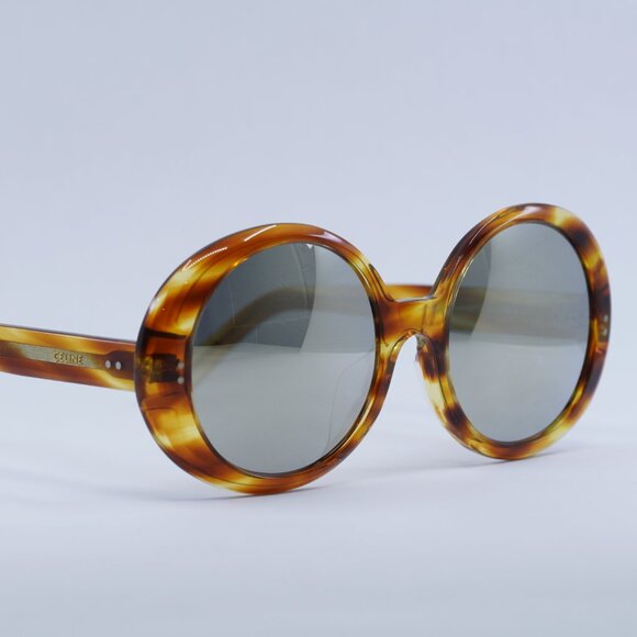 🕶️ New Celine CL40065F 56C Sunglasses - Shiny Havana Frame, Silver Lenses - Picture 4 of 10